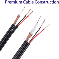 Hiseeu 60Feet BNC Vedio Power Cable Pre-Made Al-in-One Camera Video BNC Cable Wire Cord for Surveillance CCTV Security System with Connectors(BNC Female and BNC to RCA) - Hiseeu