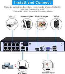 Hiseeu 4CH 8CH 16CH POE NVR For IP Security Surveillance Camera CCTV System 5MP 8MP 4K Audio Video Recorder Face Detect【No Hard Drive】 - Hiseeu