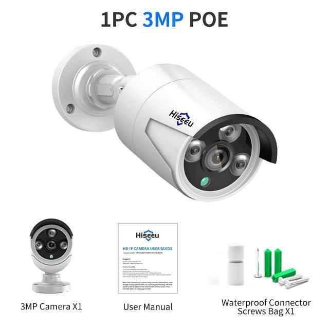 Hiseeu 5MP 3MP Audio IP Security Surveillance Camera POE H.265 Outdoor Waterproof IP66 CCTV Camera P2P Video Home for POE NVR - Hiseeu