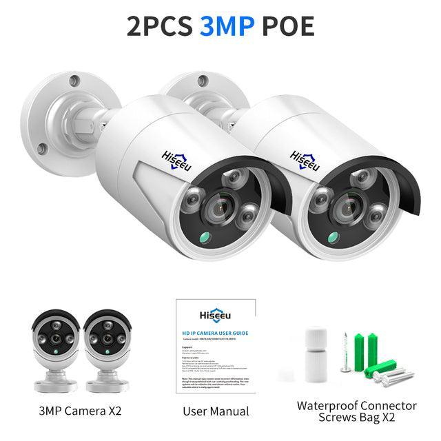 Hiseeu 5MP 3MP Audio IP Security Surveillance Camera POE H.265 Outdoor Waterproof IP66 CCTV Camera P2P Video Home for POE NVR - Hiseeu