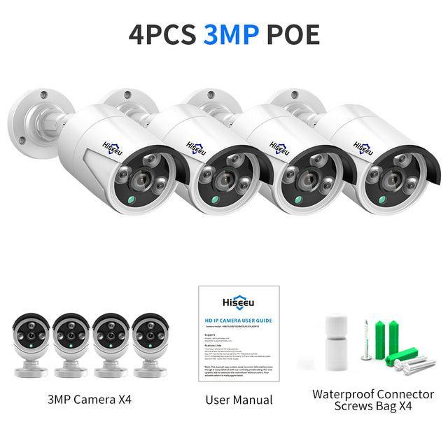 Hiseeu 5MP 3MP Audio IP Security Surveillance Camera POE H.265 Outdoor Waterproof IP66 CCTV Camera P2P Video Home for POE NVR - Hiseeu