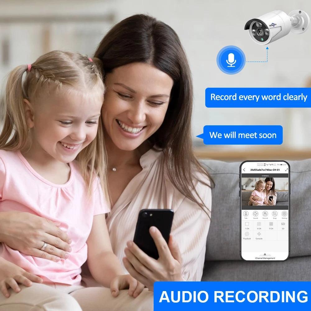 Hiseeu 5MP 3MP Audio IP Security Surveillance Camera POE H.265 Outdoor Waterproof IP66 CCTV Camera P2P Video Home for POE NVR - Hiseeu