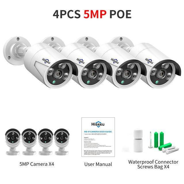 Hiseeu 5MP 3MP Audio IP Security Surveillance Camera POE H.265 Outdoor Waterproof IP66 CCTV Camera P2P Video Home for POE NVR - Hiseeu