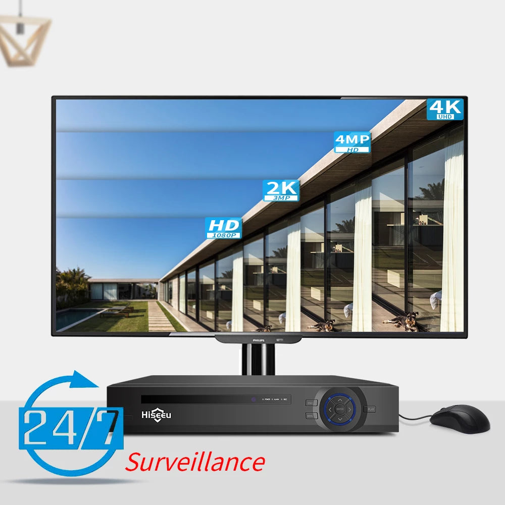 4K 16CH 8CH POE NVR Onvif H.265 Surveillance Security Video Recorder for POE IP Camera (1080P/3MP/4MP/5MP/8MP/4K)