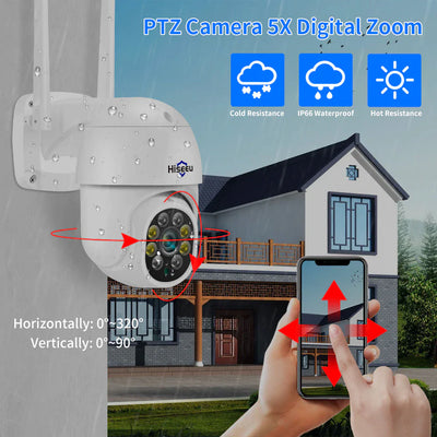 [Expandable 10CH,5MP]WiFi Security Camera System Outdoor 5MP Dome PTZ Cameras and Bullet Cameras Surveillance Mobile&PC Remote,IP66 Waterproof,Night Vision,7/24/Motion Record,Motion Alert,Two Way Audio