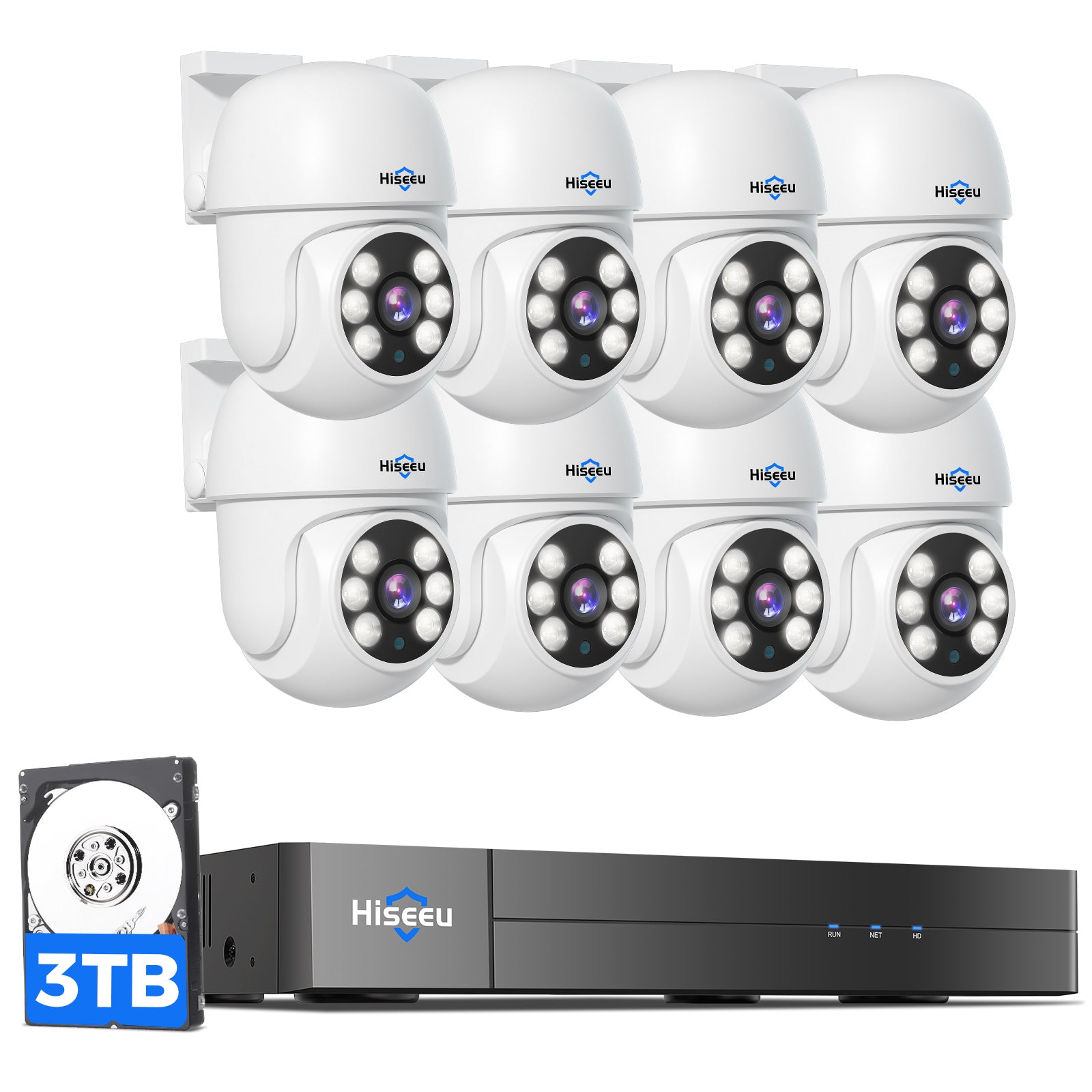 HiseU [350 ° PAN+ 90 ° Neigungskenner/Fahrzeugerkennung] PT -Kabel -Überwachungs -Überwachungskamera -System 8Ch 5 MP H.265+ DVR 4PCS -Kameras 1TB HDD Home CCTV -Kamera -System Outdoor und Innenräume, Fernzugriff, Nachtsicht, 24/7 Akte