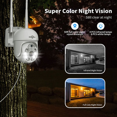 Pan/Tilt/Zoom Security Camera 5MP Outdoor Wireless Surveillance Camera Floodlights Full Color Night Vision Two Way Audio IP66 Waterproof Motion Detection Compatible with Alexa