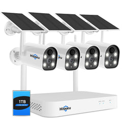 Hiseeu [Expandable 10CH,3MP] NVR Wireless Security Camera System Outdoor Indoor, AI Human Detection, 2-Way Audio, 3MP Solar Powered Cameras with Color Night Vision, IP66 Waterproof, 1TB Hard Drive preinstalled - Hiseeu