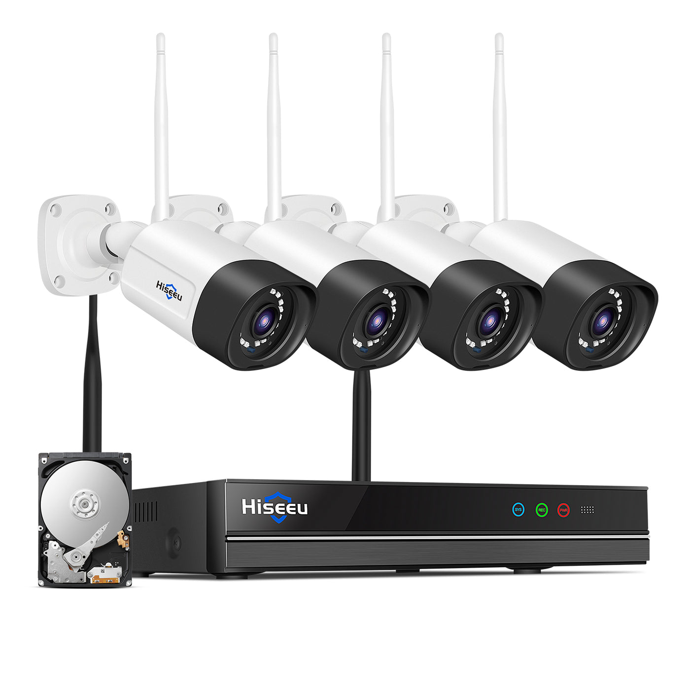 [Expandable 10CH,5MP]  WiFi Security Camera System, Expandable 10CH 5MP NVR,1TB/3TB Hard Drive,12V DC Power Cords,IP66 Waterproof, Motion Alert, Plug&Play, 24/7 Countinously Recording, Work with Alexa