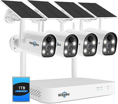 [Expandable 10CH,3MP] NVR Wireless Security Camera System Outdoor Indoor, AI Human Detection, 2-Way Audio, 3MP Solar Powered Cameras with Color Night Vision, IP66 Waterproof, 1TB Hard Drive preinstalled