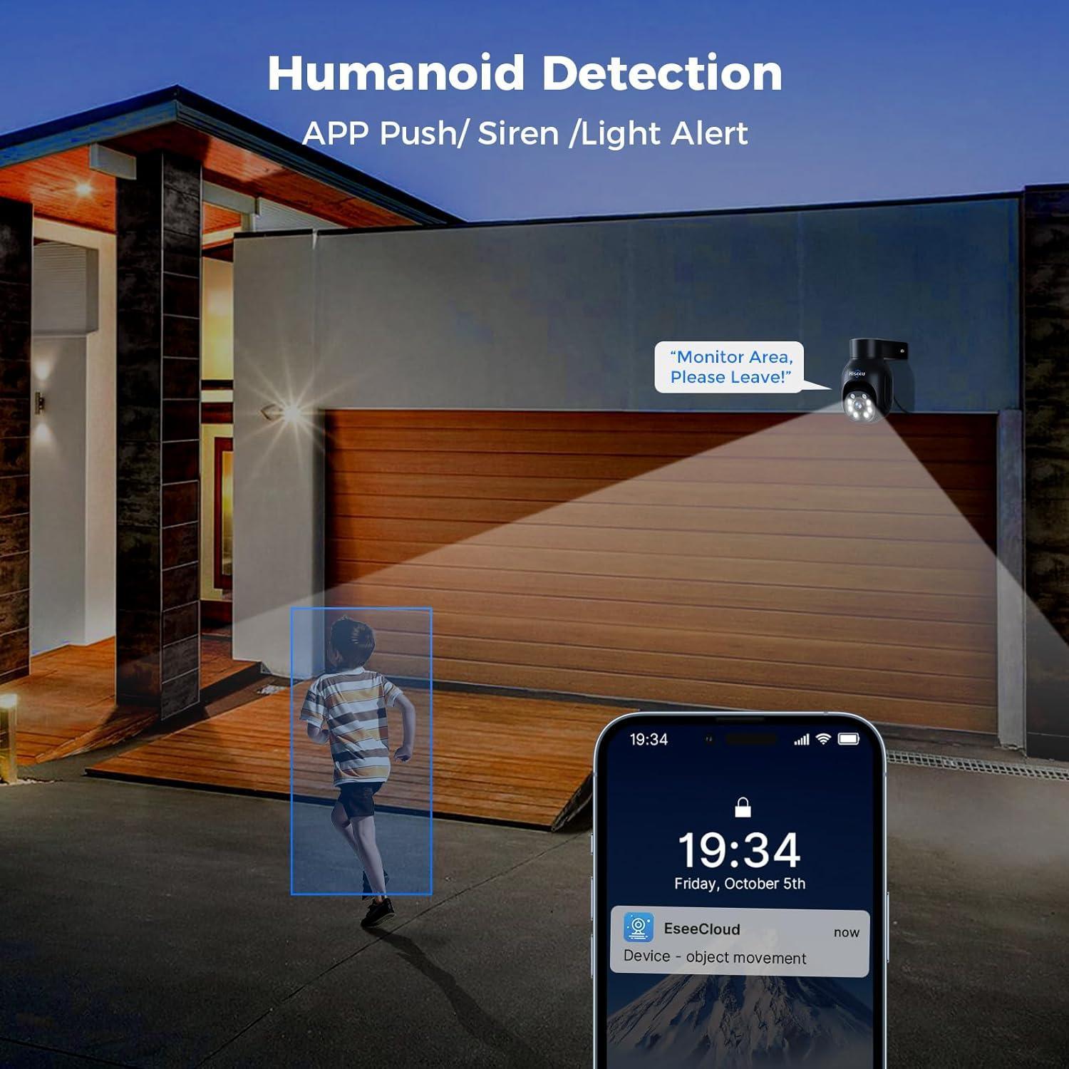 Hiseeu Wireless Security Camera System,All-in-One with 15" LCD Monitor 10CH NVR 4PCS 5MP PTZ Outdoor Camera,3TB HDD Storage, 2-Way Audio, Color Night Vision, Motion Alert,2.4Ghz WiFi - Hiseeu