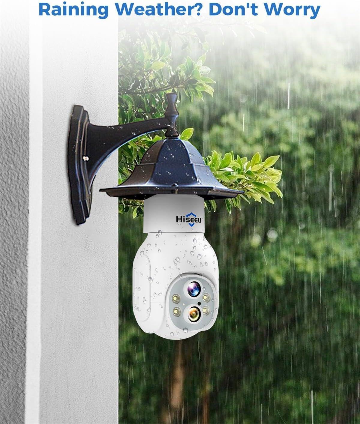 PTZ Light Bulb Security Camera Wireless 2.4GHz, 2-Way-Audio, 10X Zoom,Motion Detection and Alarm, 3MP IP65 Waterproof, Full Color Night Vision, SD& Cloud Storage, E26/E27 Socket