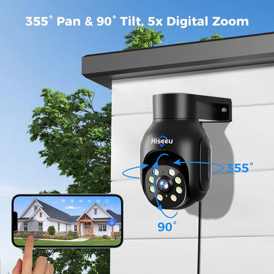 Wireless Security Camera System,All-in-One with 15" LCD Monitor 10CH NVR 4PCS 5MP PTZ Outdoor Camera,3TB HDD Storage, 2-Way Audio, Color Night Vision, Motion Alert,2.4Ghz WiFi