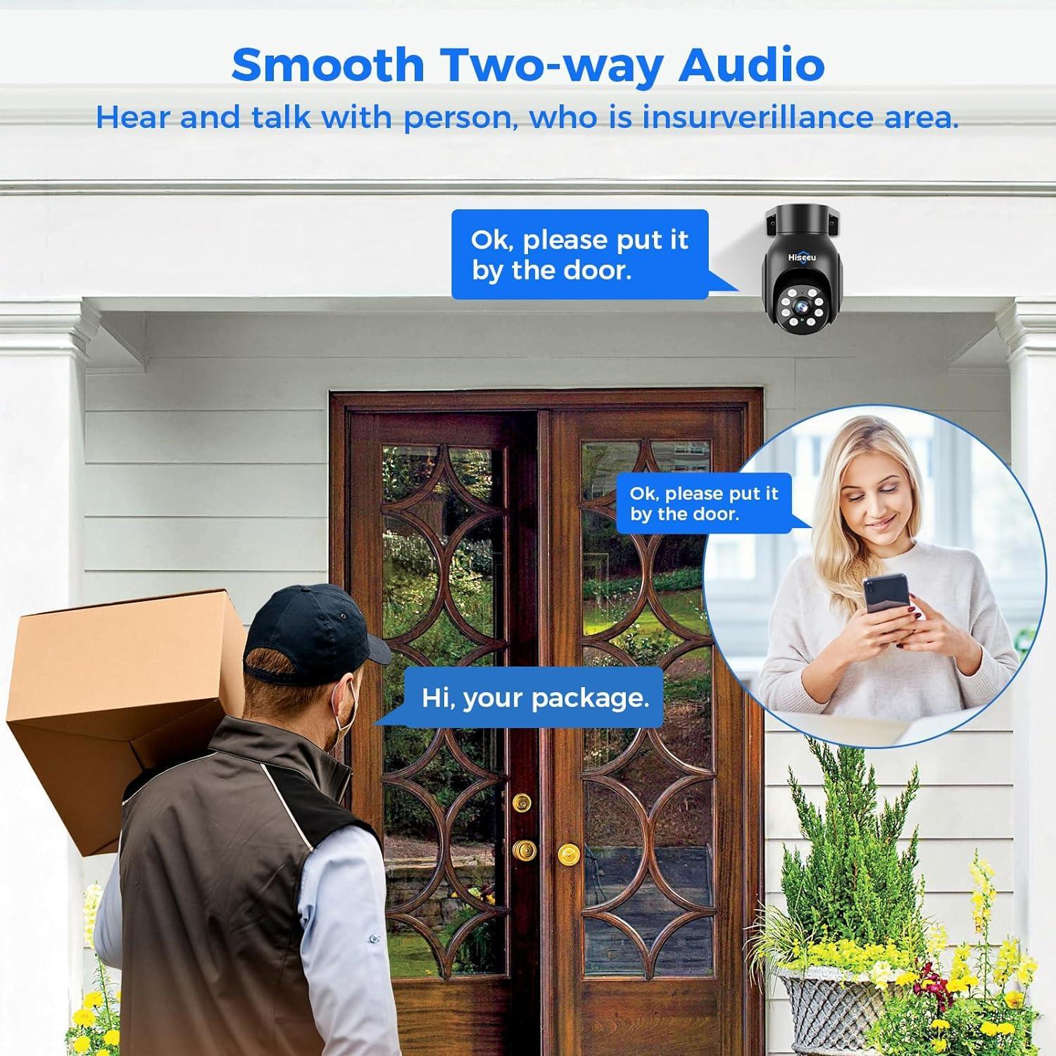 Hiseeu Wireless Security Camera System,All-in-One with 15" LCD Monitor 10CH NVR 4PCS 5MP PTZ Outdoor Camera,3TB HDD Storage, 2-Way Audio, Color Night Vision, Motion Alert,2.4Ghz WiFi - Hiseeu