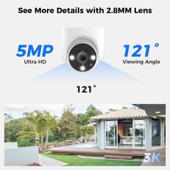 Hiseeu 5MP Analog Wired Security Camera,TVI/AHD/CVI/XVI 2560TVL Dome Comera for 5MP Analog Security Cameara System,Clear Night Vision up to 100ft, Wall& Ceiling Mount Remote Access