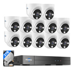 Hiseeu 16 Channel 3K Wired Security Camera System with Smart Dual Light,Audio,Person/Vehicle Detection,121°Wide View,5MP 16CH DVR,12PCS 5MP IP67 Outdoor CCTV Cameras,3TB HDD for 24/7 Surveillance