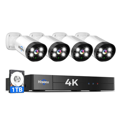 [Wired AHD, Al Human/Vehicle Detection, Expandable 8Channels 100ft 4K DVR] 8MP AHD Wired Analog Security Camera BUILD-IN HDD Smart Dual Light