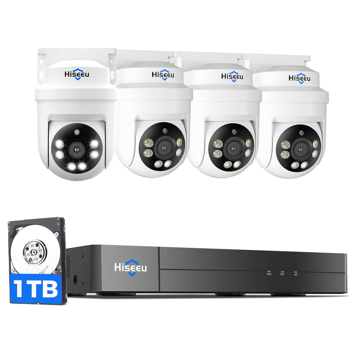 [Wired AHD, Color Night Vision, Expandable 8Channels DVR] 3K 360°View PTZ 5MP Wired Analog Security Camera System BUILD-IN 1TB HDD Person/Vehicle Detection and 24/7 Record