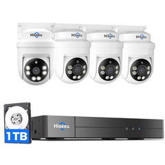 [Wired AHD, Color Night Vision, Expandable 8Channels DVR] 3K 360°View PTZ 5MP Wired Analog Security Camera System BUILD-IN 1TB HDD Person/Vehicle Detection and 24/7 Record
