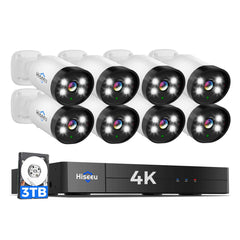[Wired, Al Human/Vehicle Detection, Expandable 8Channels 100ft 4K DVR] 8MP AHD Wired Analog Security Camera BUILD-IN 3TB HDD Smart Dual Light