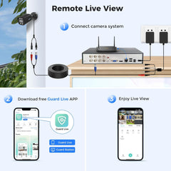 [Wired, IP66 Waterproof, Expandable 8Channels 3K DVR] 5MP AHD Analog Bullet Security Camera BUILD-IN 1TB HDD With Dual Light