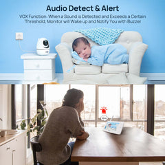 Hiseeu Baby Monitor with Remote Pan-Tilt-Zoom Camera,5" LCD Screen with 1080P Camera,2-Way Talk,Sound Detect and Audible Alarm,Night Vision,24Hrs Standby