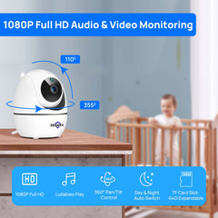 Hiseeu Baby Monitor with Remote Pan-Tilt-Zoom Camera,5" LCD Screen with 1080P Camera,2-Way Talk,Sound Detect and Audible Alarm,Night Vision,24Hrs Standby