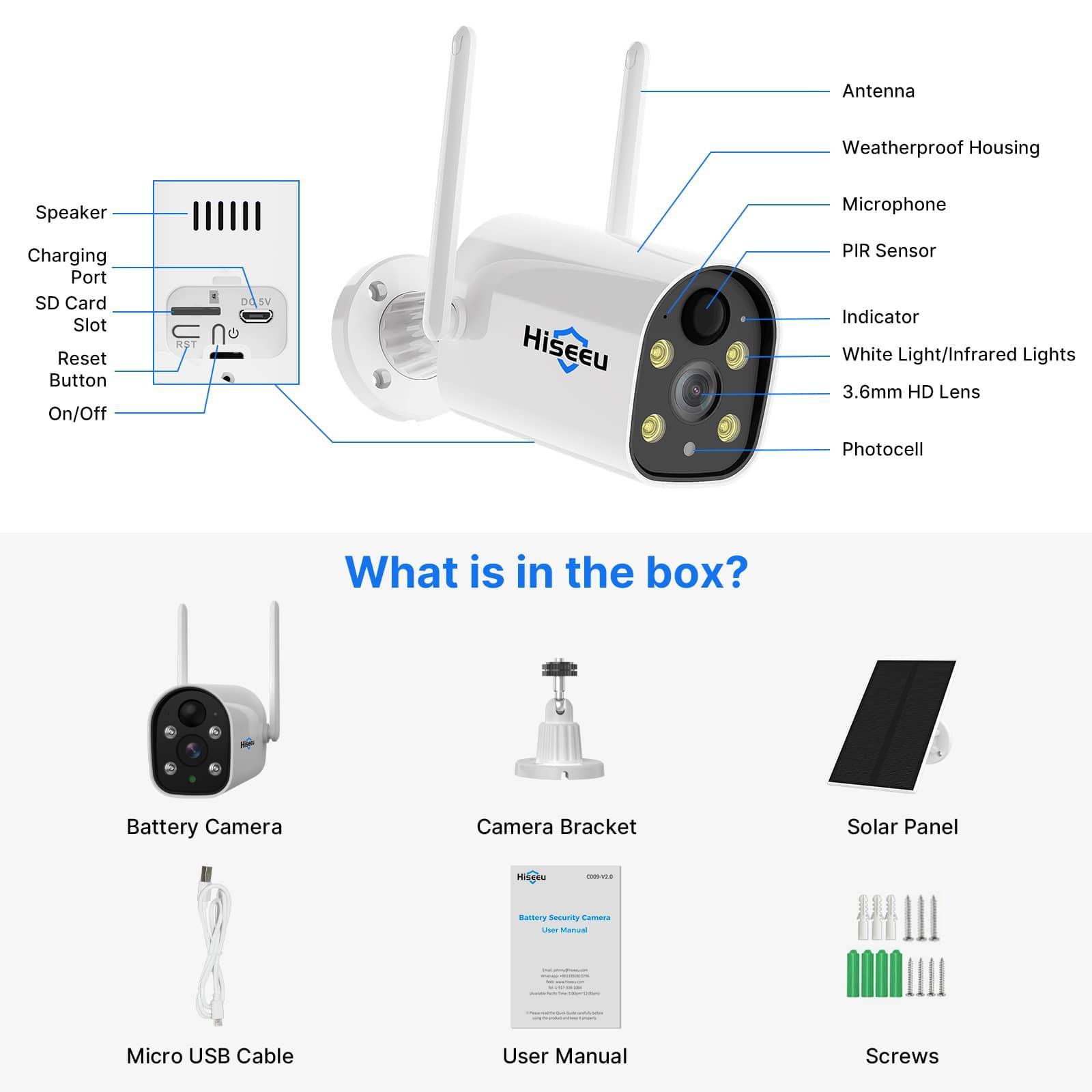 Hiseeu 10CH 4MP Solar Powered 4K NVR Wireless Security Camera