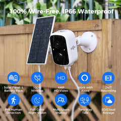 2.4G WiFi 4MP Battery Powered Outdoor Wireless Smart Solar Camera With 2-Way Audio