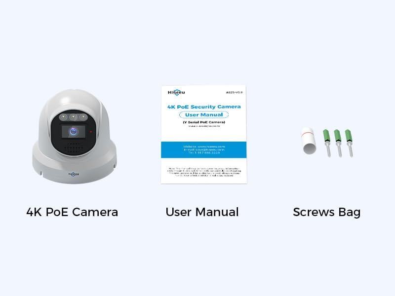 Hiseeu 【4K Ultra HD】 8MP PoE Camera, IP Camera, Turrect Dome Camera w/Human Vehicle Detection, 2 Way Audio, Free Remote Access, Color Night Vision, IP 67 Waterproof, Work 4K 8MP PoE NVR