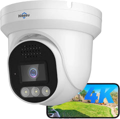Hiseeu 【4K Ultra HD】 8MP PoE Camera, IP Camera, Turrect Dome Camera w/Human Vehicle Detection, 2 Way Audio, Free Remote Access, Color Night Vision, IP 67 Waterproof, Work 4K 8MP PoE NVR