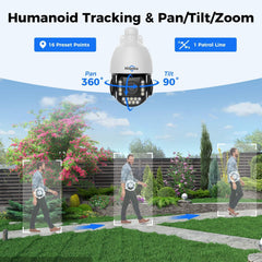 Wired 360°&30X Optical Zoom 5MP 4K PoE PTZ Security Camera with Two-Way Audio