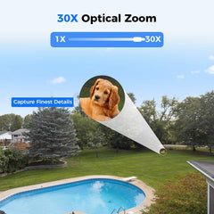 Wired 360°&30X Optical Zoom 5MP 4K PoE PTZ Security Camera with Two-Way Audio