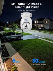 [Wired PoE, Expandable 8Channels, 10''Monitor NVR] 5MP PoE PTZ 360° View Security Camera System BUILD-IN 3TB HDD
