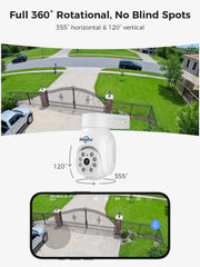 [Wired PoE, Expandable 8Channels, 10''Monitor NVR] 5MP PoE PTZ 360° View Security Camera System BUILD-IN 3TB HDD