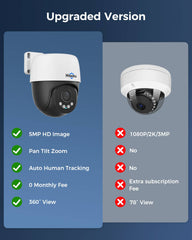 [Wired PoE, 360° View, Expandable 16 Channels 12MP NVR] 5MP PoE PTZ Cameras System BUILD-IN 4TB HDD with 2-Way Audio