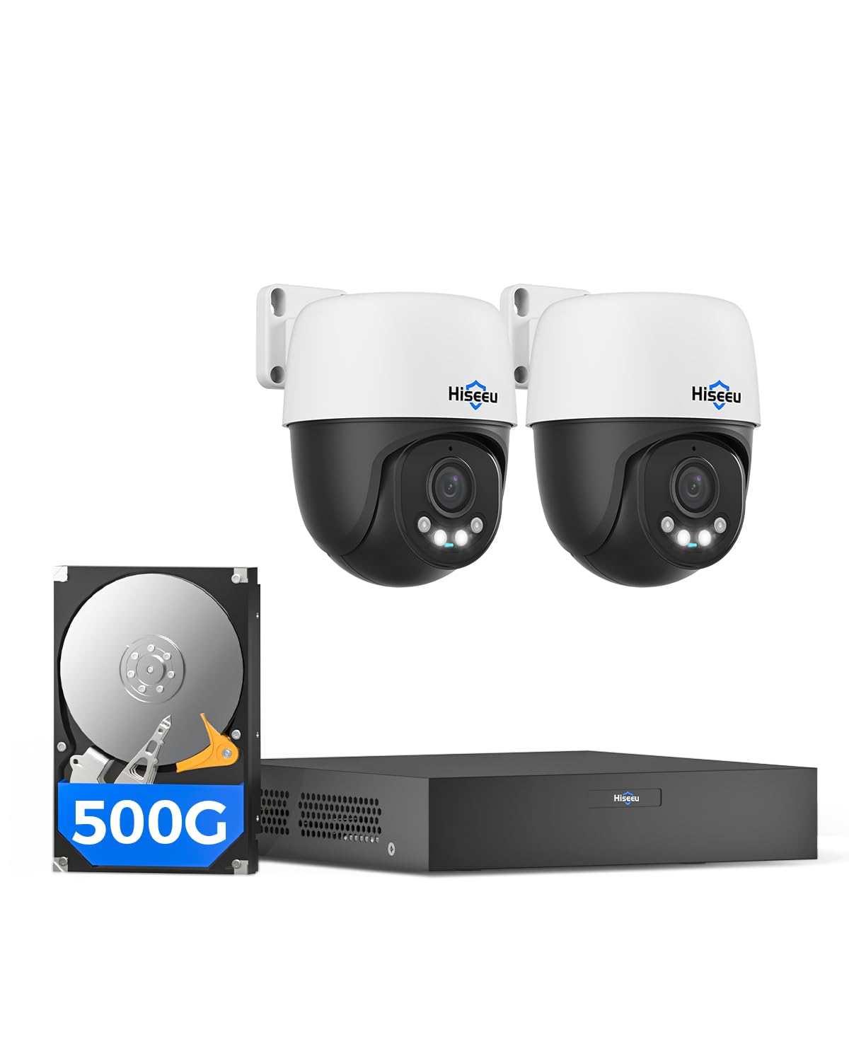 [Wired PoE, 360° PTZ, Expandable 6channels NVR] 2PCS 5MP PoE Wired Dome Security Cameras Outdoor&Indoor BUILD-IN 500GB HDD with 2-Way Audio and Color Night Vision