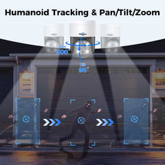 [Wired PoE, 330° PTZ View, Expandable 6Channels NVR] 2PCS 5MP PoE PTZ Camera System BUILD-IN 500GB HDD with Auto Human Tracking 7/24 Record