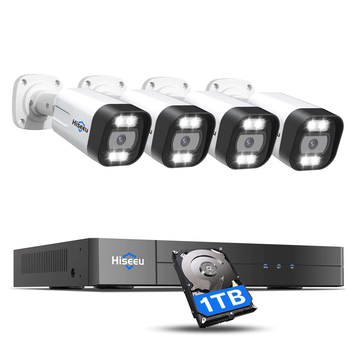 [Wired PoE, Color Night Vision, Expandable 16 Channels 4K NVR] 5MP IP PoE Bullet Security Camera System BUILD-IN 1TB HDD with IP67 Waterproof