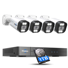 [Wired PoE, Color Night Vision, Expandable 16 Channels 4K NVR] 5MP IP PoE Bullet Security Camera System BUILD-IN 1TB HDD with IP67 Waterproof