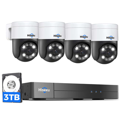 [Wired PoE, Human Auto Tracking, Expandable 16 Channels 4K NVR] 5MP PTZ Wired PoE Security Camera System BUILD-IN 3TB HDD with 7/24 Record