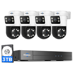 [Wired PoE Dual Lens Expandable 16 Channels 4K NVR] 6MP Wired PoE PTZ Security Camera System BUILD-IN 3TB HDD with Two-Way Audio