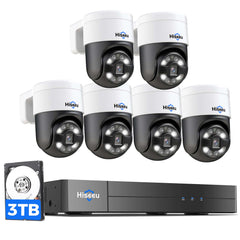 [Wired PoE, Human Auto Tracking, Expandable 16 Channels 4K NVR] 5MP PTZ Wired PoE Security Camera System BUILD-IN 3TB HDD with 7/24 Record