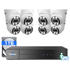 [Wired PoE, Human/Vehicle Detect, Expandable 16 Channels 4K NVR] 5MP Dome PoE IP Security Camera System BUILD-IN 1TB HDD with 24/7 Recording 2-Way Audio