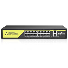 【1000 Mbps】Hiseeu PoE Switch 16 PoE Ports and 2 Gigabit Uplink Ports 802.3af/at Compliant Plug & Play with 250W and Extend 820FT Desktop/Wall Mount