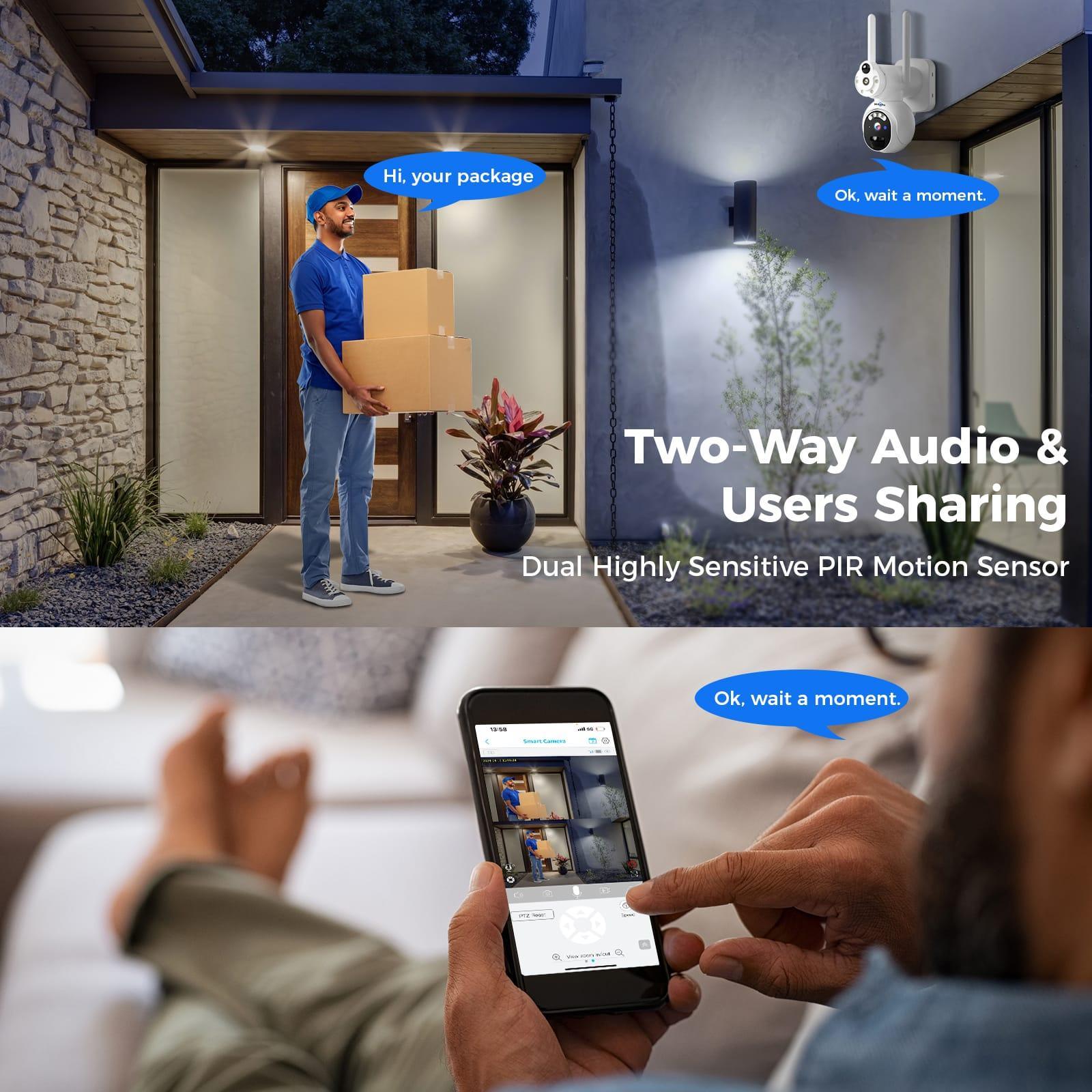 Hiseeu No WiFi Security Cameras Wireless Outdoor, Solar Powered Dual Lens 4G Cellular Security Camera, 360°PTZ, 2K Color Night Vision, PIR Motion, Two-Way Talk, 300MB SIM Card - Hiseeu