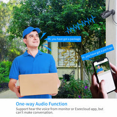 5MP Wireless Security Camera Wifi Outdoor With 2-Way Audio (Black)