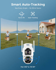 [Wireless 2.4&5GHz WiFi Pro, Expandable 10Channels 10" Touchscreen Monitor NVR] 4MP Auto Tracking Dual-Lens Wireless Solar Security Camera System BUILD-IN 1TB HDD