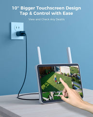 [Wireless 2.4&5GHz WiFi Pro, Expandable 10Channels 10" Touchscreen Monitor NVR] 4MP Auto Tracking Dual-Lens Wireless Solar Security Camera System BUILD-IN 1TB HDD