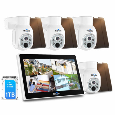 [Wireless Pro, Expandable 10Channels 10" LCD Monitor NVR] 4MP 360° PTZ Security Camera System BUILD-IN 1TB HDD with Motion Detection